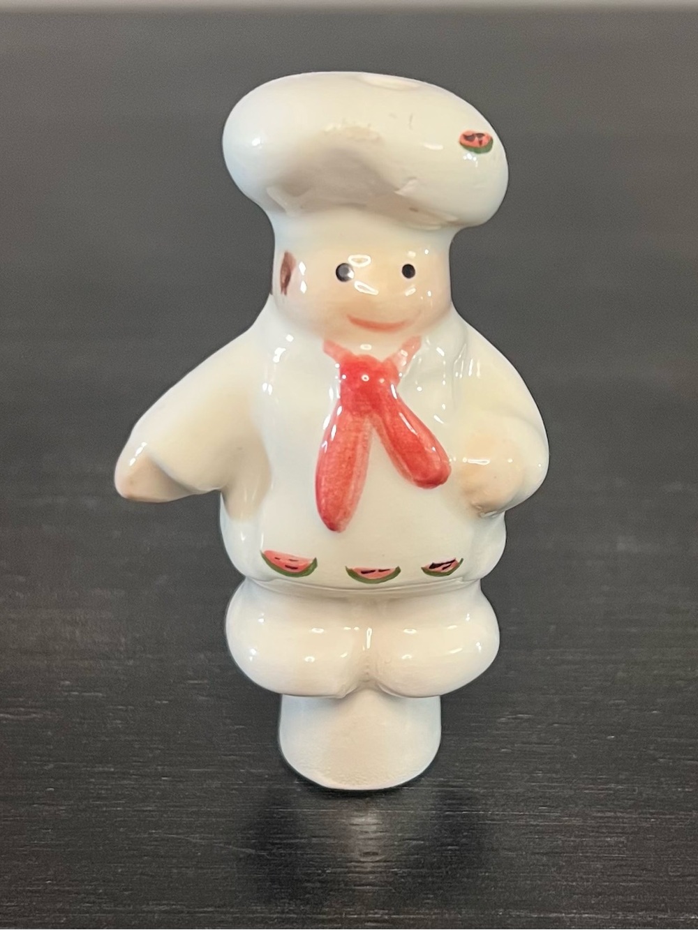 VTG Ceramic Chef Pie Bird Pie Vent Funnel Watermelon Hand Painted 3.25”